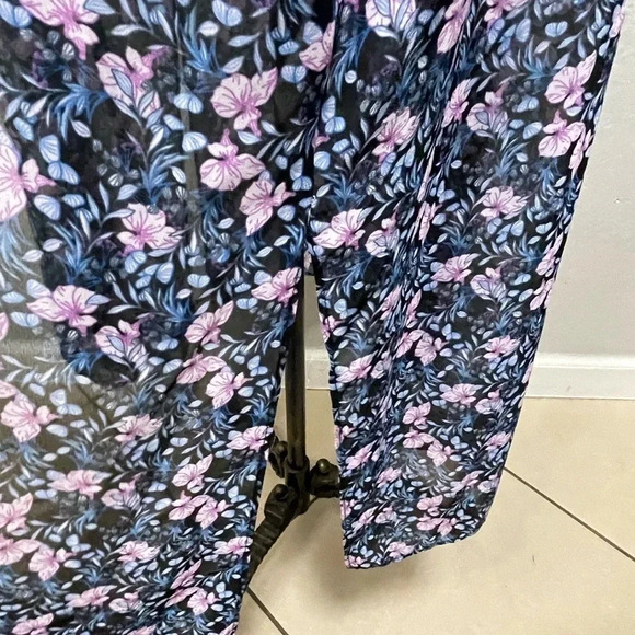 VINCE CAMUTO Women's Navy Multi Floral Chiffon Duster Shirt Top 1x - Picture 5 of 7